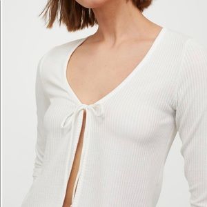 Tie front ribbed cardigan